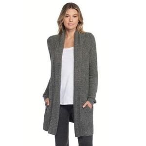 Barefoot Dreams Montecito Cozy Cardigan Open Front LS Cozychic Lite Pockets, M